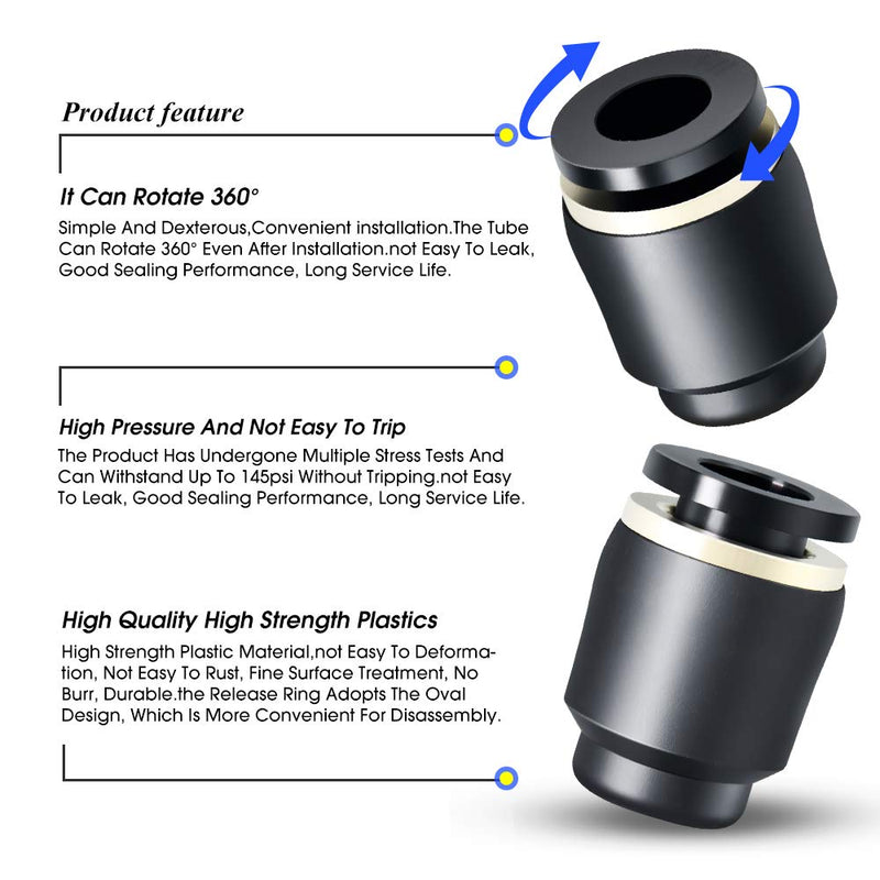 [Australia - AusPower] - TAILONZ PNEUMATIC 1/4 inch Tube OD Plastic Push-in Connect Tubing Pneumatic Cap Plug Fitting PPF-1/4 (Pack of 10) 1/4” OD 
