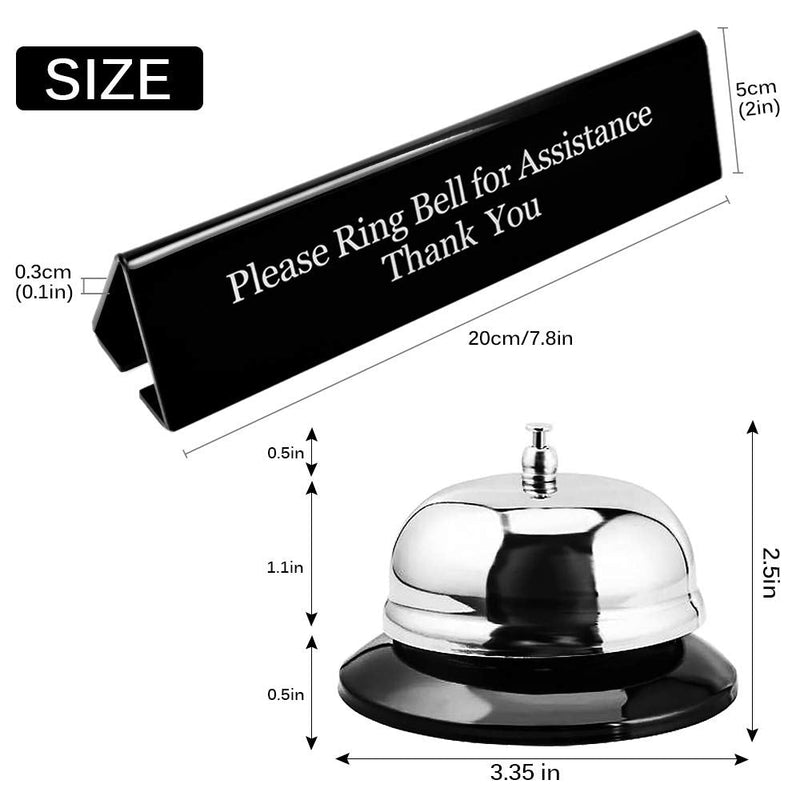 [Australia - AusPower] - UCEC Call Bell, NO Receptionist Sign, 3.35 Inch Metal Construction Desk Service Dinner Bell, Please Ring Bell Sign for Service Assistance for Hotels, Schools, Restaurants, Reception Areas, Hospitals 
