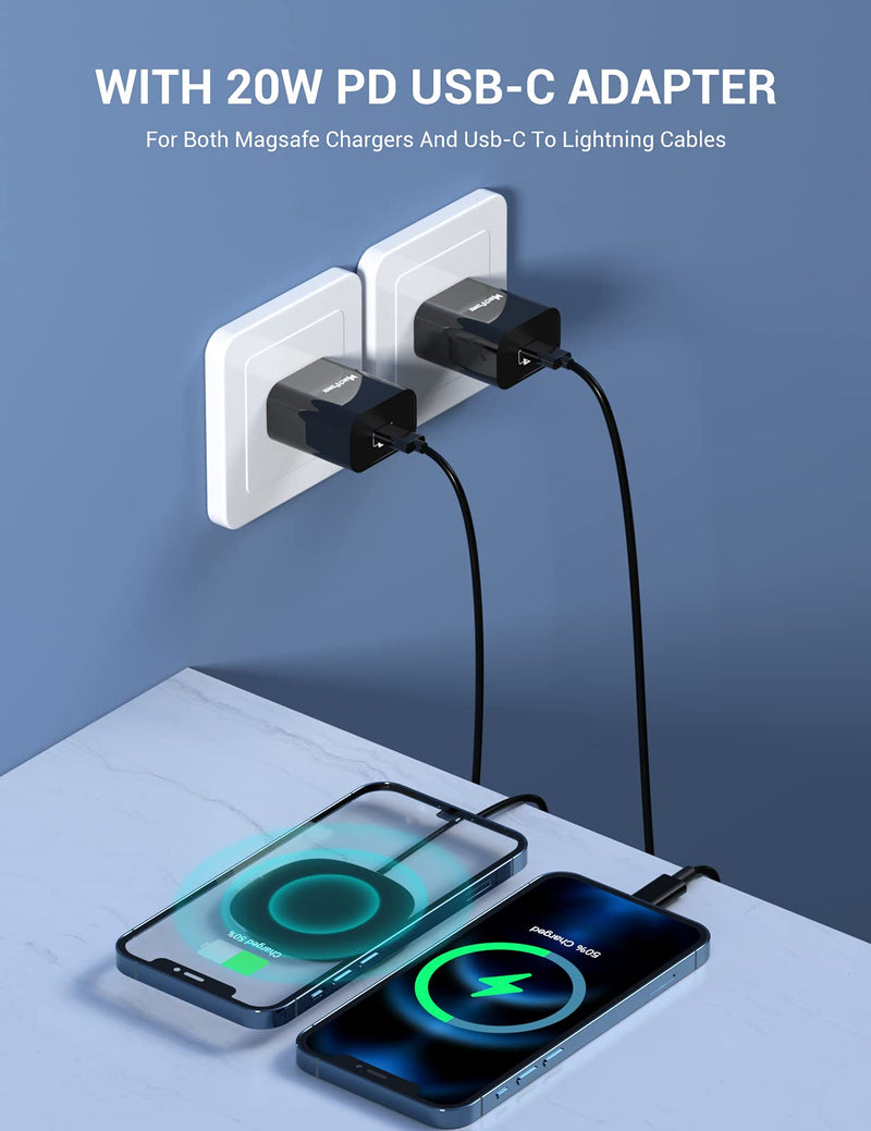 [Australia - AusPower] - iPhone 13 Magnetic Wireless Charger - Mag Charging and 20W USB-C Fast Wall Plug Compatible with iPhone 13/13 Pro / 13 Pro Max / 13 Mini/ 12/12 Mini/ 12 Pro/12 Pro Max/AirPods Pro - Black 