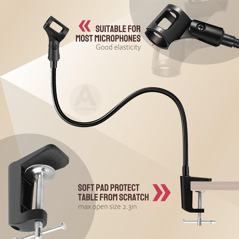 [Australia - AusPower] - Angksorm 24" Flexible Gooseneck Microphone Stand with Desk Clamp for Podcasting Streaming Radio Broadcast Studio 