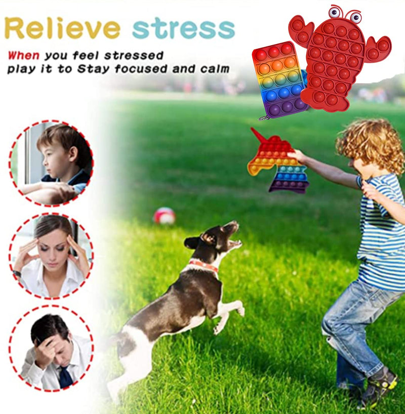 [Australia - AusPower] - 3 PCS Pop Bubble Fidget Toy Pack – Autism Sensory Toys, Stress Relief Toy Fidget Poppers (Fidget Keychain + Lobster popit + Dinosaur pop its) 3p lobster 