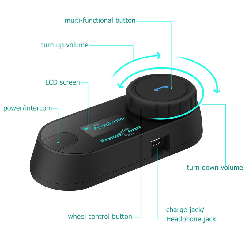 [Australia - AusPower] - Motorcycle Bluetooth Headset,FreedConn Bluetooth Motorcycle Headset TCOM-SC, Waterproof Intercom Helmet Communication Intercom Systems, LCD Screen 800M Two-Way Interphone with FM Radio (1 Pack) T-COMSC(1 pack) 