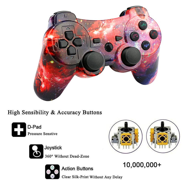 [Australia - AusPower] - CHENGDAO Wireless Controller 2 Pack Compatible with Playstation 3 with High Performance Double Shock,Motion Control,USB Cable (Skull + Galaxy) Skull + Galaxy 