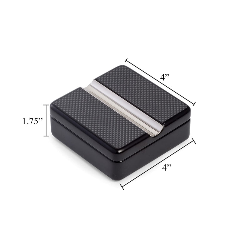 [Australia - AusPower] - Carbon Fiber Design Single Cigar Ashtray with Swivel Design, Solid Wood Ashtray, Travel Cigar Accessory 