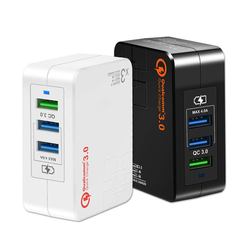 [Australia - AusPower] - Quick Charge 3.0 USB Wall Charger (3A Max.) with Dual 5V/2.4A USB Ports (Total 4A), Portable 38W QC3.0 USB Charger Power Adapter with Foldable Plug for iPhone XS/Max/XR/X/8/7/6s/Plus Fast Charge 