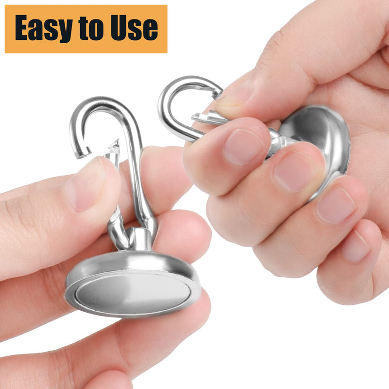 [Australia - AusPower] - FINDMAG 100LBS Strong Magnetic Hooks with Swivel Carabiner, Neodymium Magnet Hooks for Hanging, Heavy Duty Magnetic Hooks Magnet with Hook for Kitchen, Office, Home, School - 4 Pack Pack of 4 