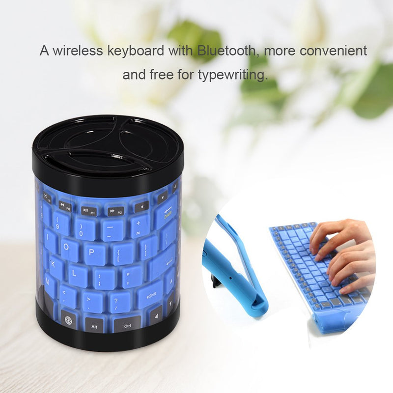 [Australia - AusPower] - Mini Wireless Bluetooth Keyboard, Portable Waterproof Rollup Keyboard Foldable Silicone Keyboard USB Wired Standard Keyboard for PC Notebook Laptop 
