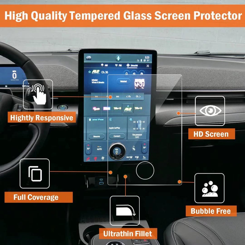 [Australia - AusPower] - ANMOSVO Screen Protector for Mustang Mach-E 15.5In Navigation Display Clear 9H HD Anti-Glare Tempered Glass GPS Screen Protector Center Control Interior Accessories for 2021 Mustang Mach-E( Navi-15.5In) 