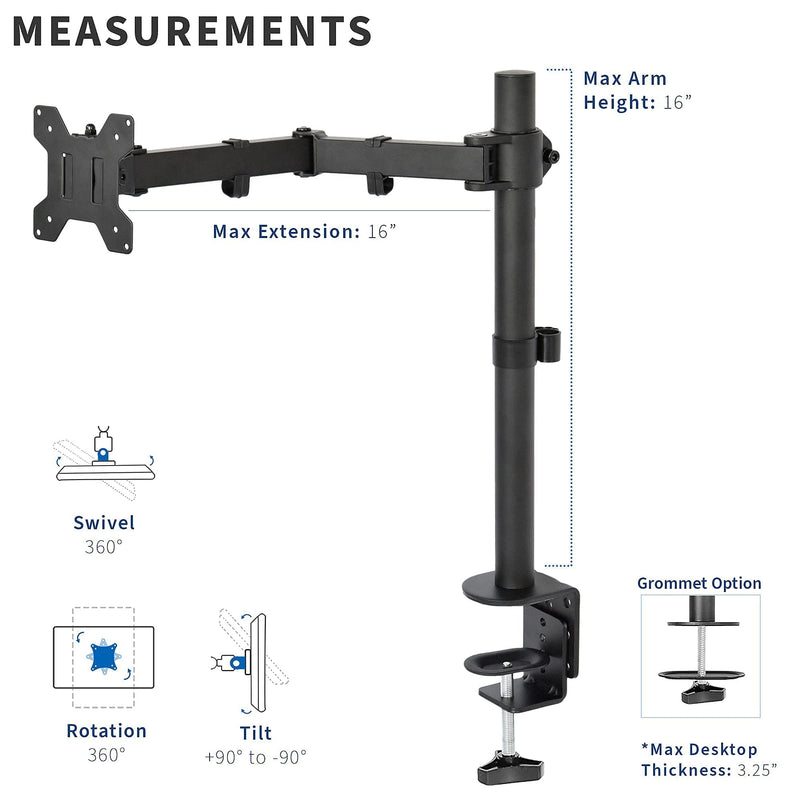 [Australia - AusPower] - VIVO Quick Attach VESA Adapter Designed for Acer and Viewsonic Monitors Including R240HY bidx, SB220Q, RT240Y, R221Q, RT270, G227HQL, VX2276-smhd, & More w/ Single Monitor Mount for Screens up to 22lb 