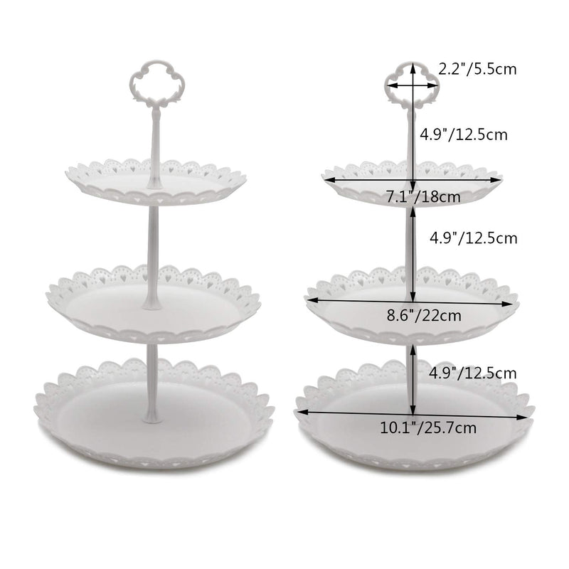[Australia - AusPower] - 2 Pcs 3-Tier Cupcake Stand Fruit Plate Cakes for Wedding Home Birthday Tea Party Serving Platter(White) White 