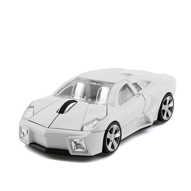 [Australia - AusPower] - 3C Light Car Mouse Wireless 2.4GHz, Cool 3D Sport Car Shape Mouse Optical Mice 1600 DPI with USB Receiver Suitable for PC /Computer /Laptop (White) White 