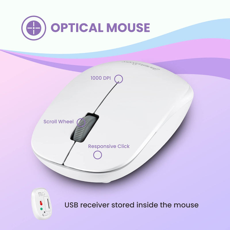 [Australia - AusPower] - Perixx Periduo-712W Wireless Mini Keyboard and Mouse Set, White, US English Layout,PERIDUO-712 