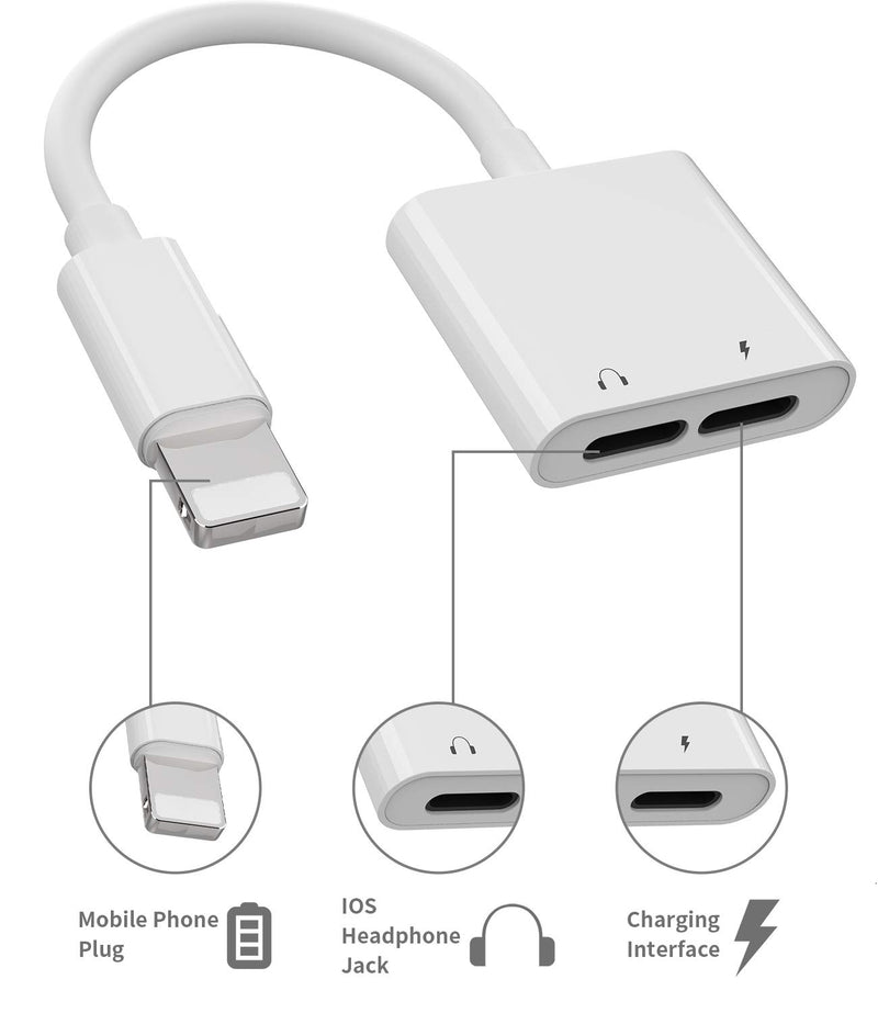 [Australia - AusPower] - 2Pack[Apple MFi Certified]Headphones Jack Adapter for Charging iPhone 7/8Plus/X/Xr/Xs/SE/11/12/Pro/Max/ipad Dongle Converter Charger Accessories Cables Audio Connector Earphone Dual Lightning Splitter 