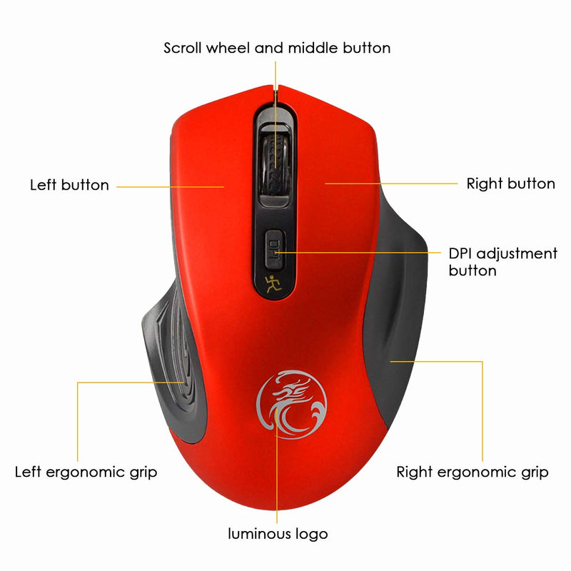 [Australia - AusPower] - SOONHUA Wireless Mouse, 2.4GHz Optical Mouse Energy Saving and Ergonomic Design + USB Receiver Gaming Mouse for Laptop, PC, Computer, Notebook .Precise Cursor Control & Scrolling 