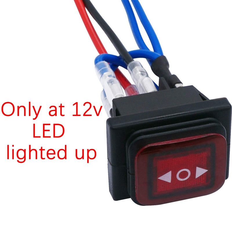 [Australia - AusPower] - TWTADE Momentary Polarity Reverse Switch Waterproof Control Rocker Toggle Switch DC Motor 10A (LED DC 12V) 6 Pin 3 Position (ON)-Off-(ON) With Wire Momentary-Waterproof(LED) 
