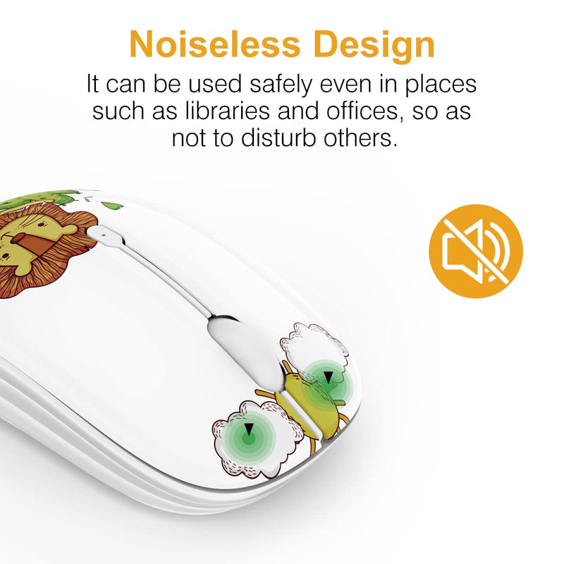 [Australia - AusPower] - FMOUSE Wireless Mouse Cute Silent Computer Mouse with USB Receiver & Cute Decoration, Wireless Bluetooth Dual Mode Mouse 1600 DPI Power Saving Less Noise, Portable Mouse for PC, Laptop, Desktop (Lion) Lion 