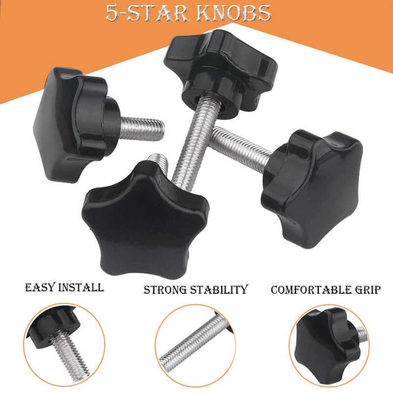 [Australia - AusPower] - YXQ M5 x 15mm Star Hand Knobs Black Male Thread Tightening Screw Clamping Grip Plastic Cap 5 Pcs M5 x 15(5Pcs) 