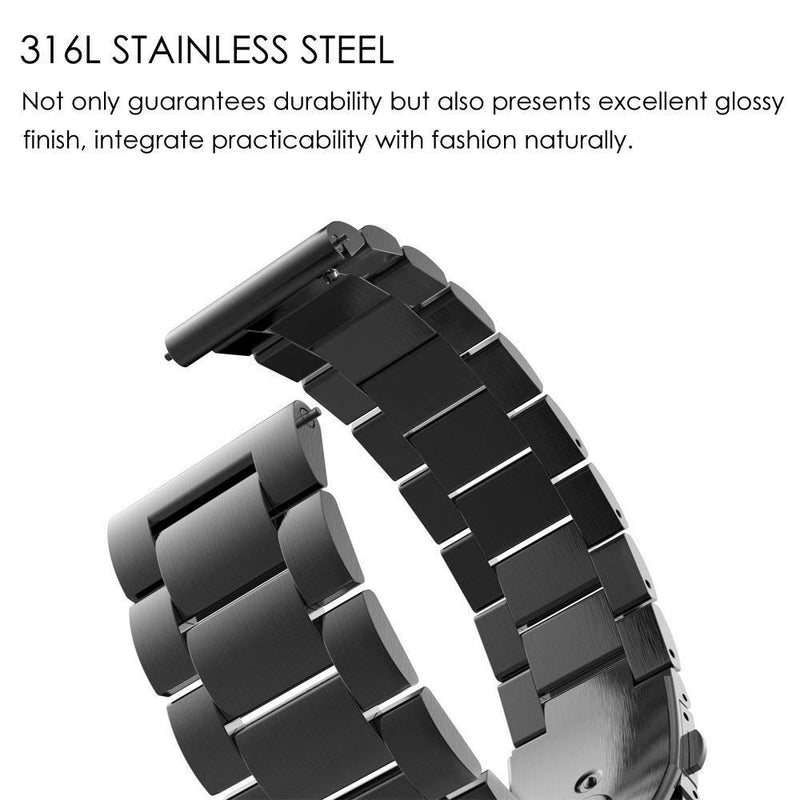 [Australia - AusPower] - Fintie Band Compatible with Samsung Galaxy Watch 4 40mm/44mm and Classic 42mm/46mm / Galaxy Watch 3 41mm / Galaxy Watch 42mm, 20mm Stainless Steel Metal Replacement Bracelet Strap Wrist Bands, Black 