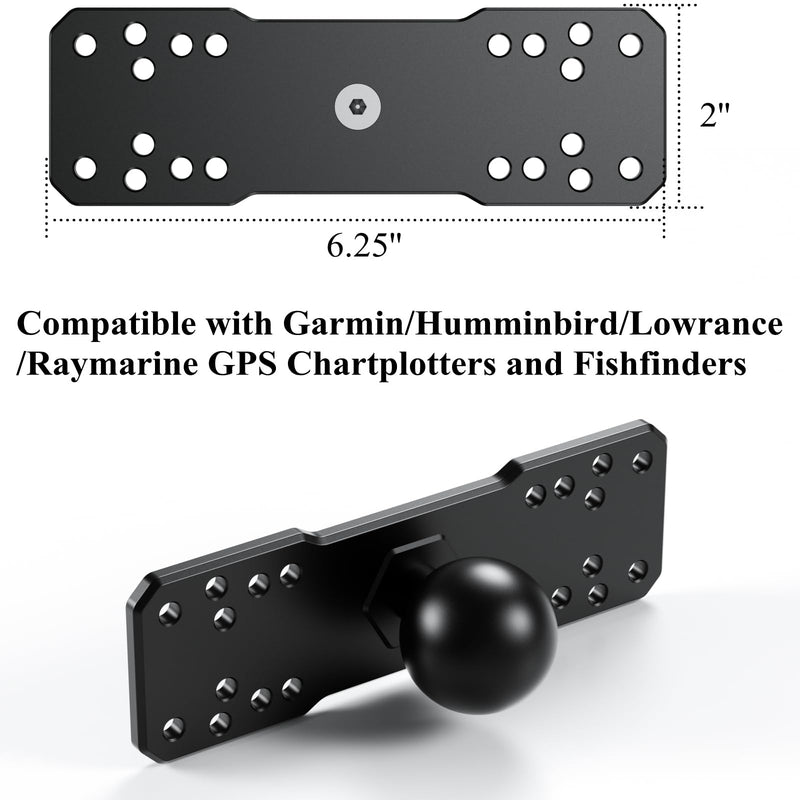 [Australia - AusPower] - BRCOVAN Aluminum Alloy Square Plate with 1.5'' TPU Ball for RAM Mounts C Size Double Socket Arm for Garmin/Humminbird/Lowrance/Raymarine GPS Chartplotters, Fishfinders and Marine Electronic Mount 