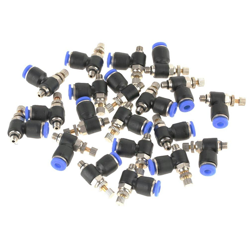 [Australia - AusPower] - 20Pcs OD 4mm Tube M5 Push to Connect Fittings Pneumatic Air Flow Speed Control Valve Quick Connector 