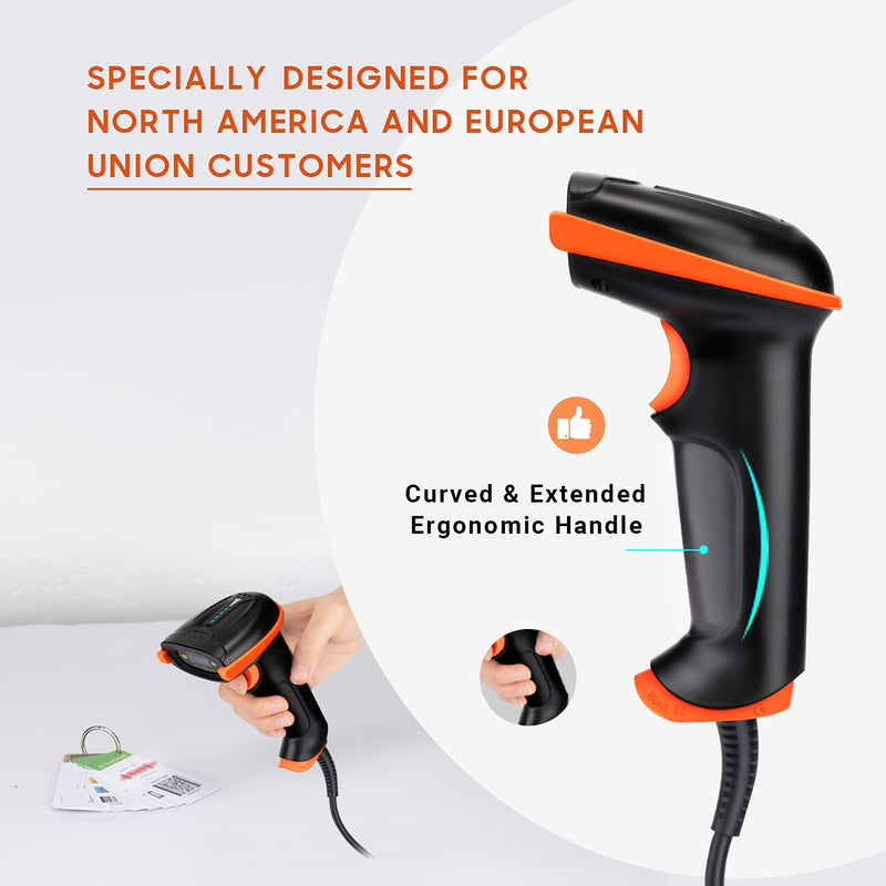 [Australia - AusPower] - Tera Upgraded USB 2D QR Barcode Scanner Wired, Officially Certified Dustproof Shockproof Waterproof IP65 Ergonomic Handle Fast and Precise Scan for Windows Linux Plug and Play Model D5100Y 