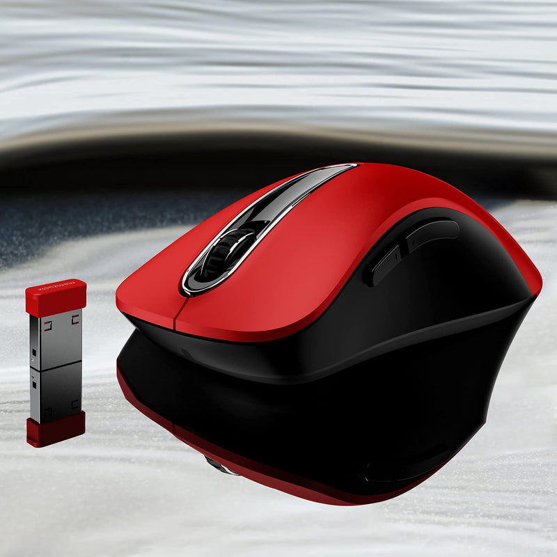 [Australia - AusPower] - memzuoix 2.4G Wireless Mouse, 1200 DPI Mobile Optical Cordless Mouse with USB Receiver, Portable Computer Mice Wireless Mouse for Laptop, PC, Desktop, MacBook, 5 Buttons, Red 