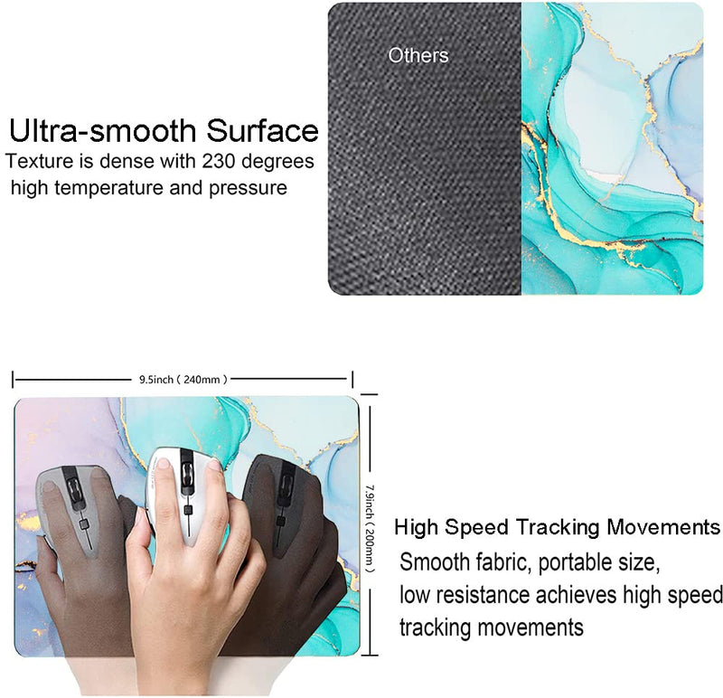 [Australia - AusPower] - Armanza Mouse Pad, Cyan Blue Marble Mouse Pad, Washable Square Cloth Mousepad for Office Laptop, Non-Slip Rubber Base Mouse Pads for Wireless Mouse, Computer Mouse Pads for Desk 01 Marble 