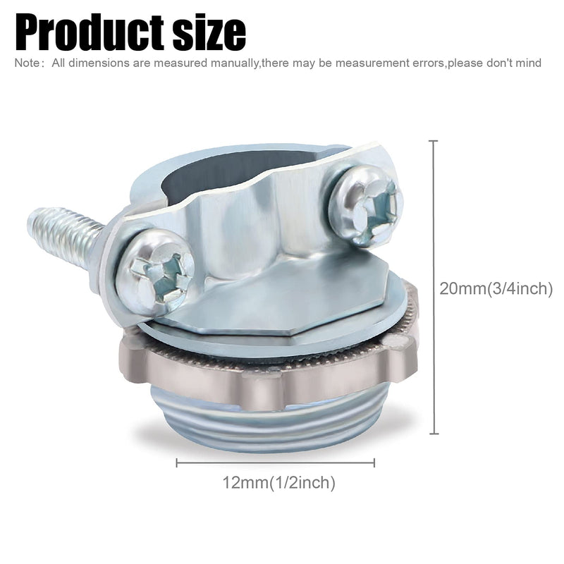 [Australia - AusPower] - Fuzbaxy 12pcs 1/2Inch Clamp Type Cable Connectors for Metallic Conduit Protect Cables Silver-Zinc 1/2 Inch-12pcs 