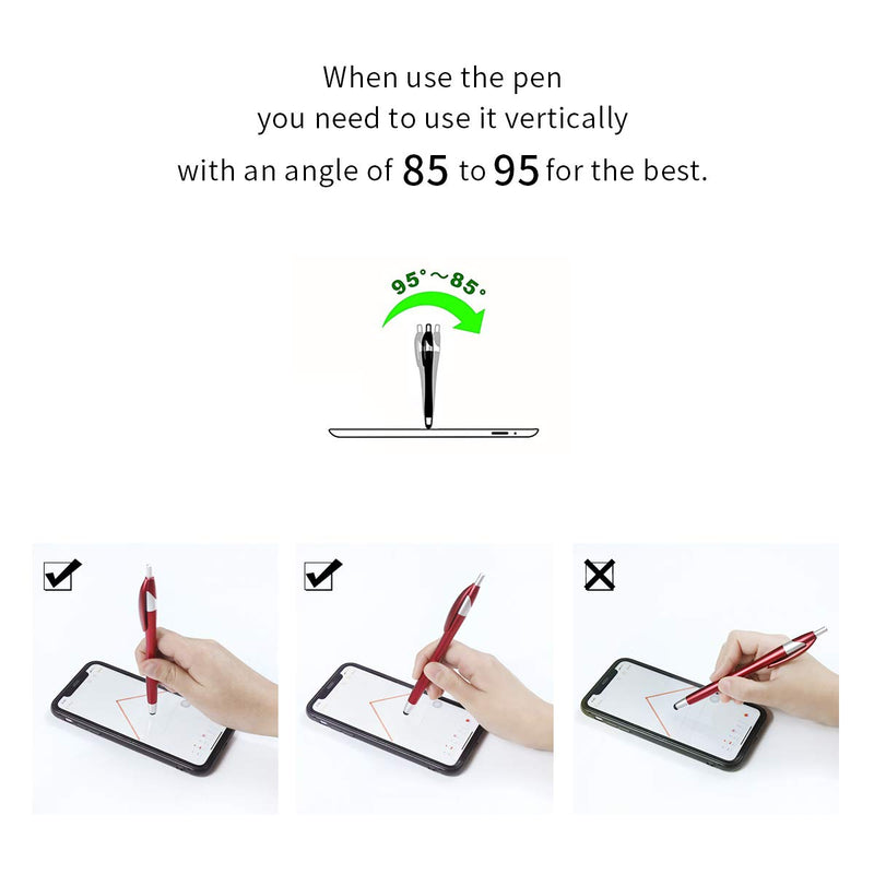 [Australia - AusPower] - Stylus Pens for Touch Screens Ballpoint Pens Medium Point Black Ink Writing Pen 2 in 1 Office Pen with Stylus Tips for iPhone iPad (5 count) 5 Count (Pack of 1) 