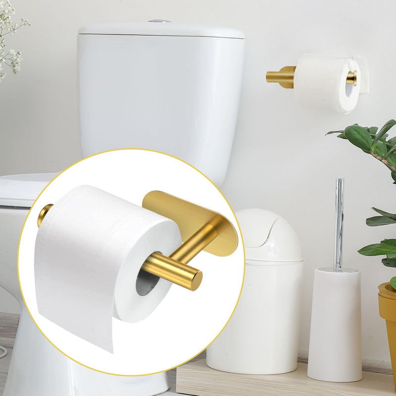 [Australia - AusPower] - Toilet Paper Holder/Towel Ring Self Adhesive, Eolax No Drilling Gold Bathroom Hardware Accessories, Stainless Steel Sticky Toilet Roll Hanger and Hand Towel Holder, Wall Mounted, 2 Pieces 