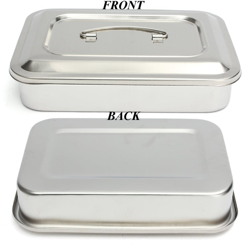 [Australia - AusPower] - Stainless Steel Instrument Tray Organizer Holder with Lid & Handle Grip 