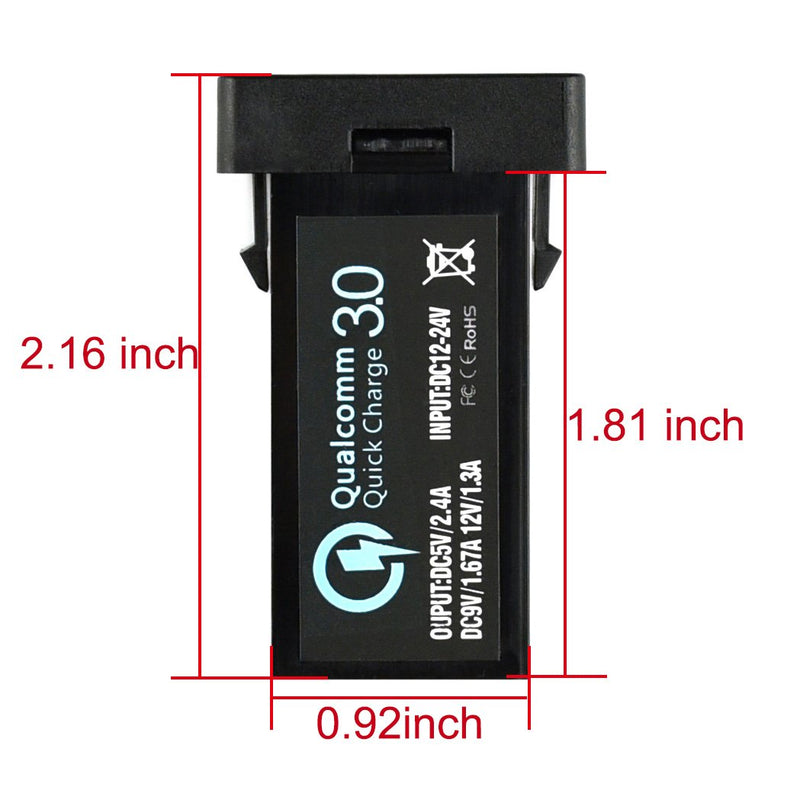 [Australia - AusPower] - Cllena Dual USB Port Charger Socket Quick Charge 3.0 & 2.4A for Toyota QC 3.0 & 2.4A - 1.3*0.88 inch 