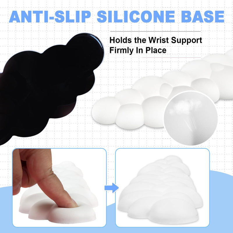 [Australia - AusPower] - Labeol Cloud Keyboard Wrist Rest, 16.5" Extended Wrist Rest Ergonomic Memory Foam with Non-Slip Base for Typing Pain Relief, Office, Gaming, Computer, Laptop, Desk (White) White 