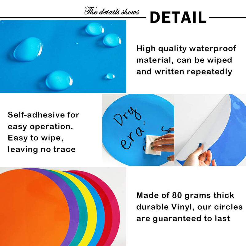 [Australia - AusPower] - Colorful Dry Erase Dots Circles Whiteboard Marker Removable Vinyl Stickers Spots Wall Decals for School Classroom Teachers Students Table & Desk (10 Pack) 10 Pack 