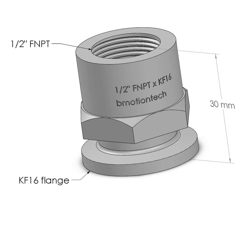 [Australia - AusPower] - Female NPT/FNPT to KF16 Flange Fitting (ISO-KF KF16 QF16 NW16) (1/2" FNPT x KF16) 1/2" FNPT x KF16 