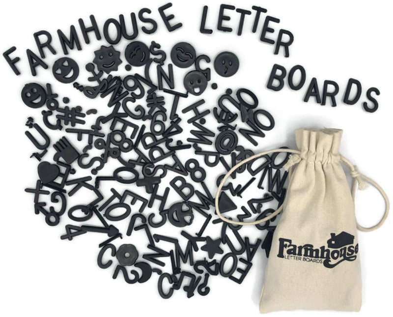 [Australia - AusPower] - Black Letter Set for Changeable Felt Letter Boards, 340 1 Inch Characters (Includes Letters, Symbols/Emojis, Numbers, Punctuation) & Burlap Storage Bag (Black) Black 