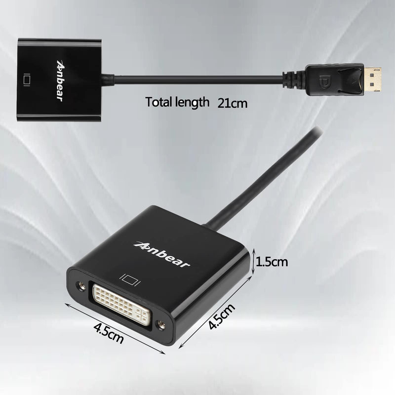 [Australia - AusPower] - DisplayPort to DVI Adapter,Anbear Display Port to DVI-D Adapter (Male to Female) Compatible with Computer,Desktop,Laptop,PC 1 Pack 