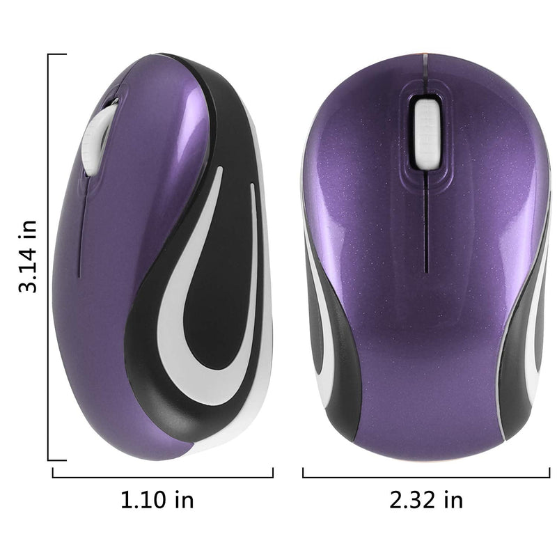 [Australia - AusPower] - Mini Small Wireless Mouse for Kids Children 3-7 Years Old Child Size Optical Portable Mini Cordless Mice with USB Receiver for Laptop Computer (Purple) 