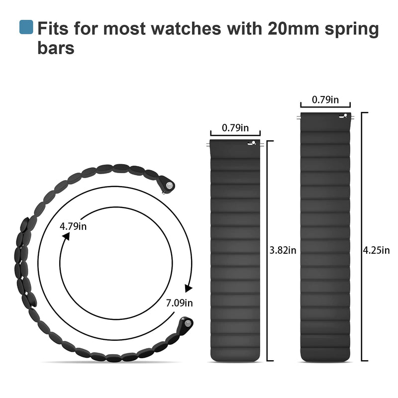 [Australia - AusPower] - Magnetic Watch Band, Silicone Watch Strap 20mm 22mm Smartwatch Bands, Quick Release Wristband Adjustable Magnetic Closure Women Men Watch Belt Compatible with Galaxy Gear S2 S3 GT2 Fenix 5S Plus 22mm - L Black 
