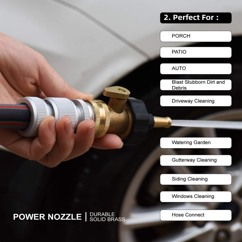 [Australia - AusPower] - PLG Heavy Duty Brass High Pressure Jet Sweeper Spray Hose Nozzle and Hose Shut off Valve Set for Garden Hose A Jet Nozzle&Valve 