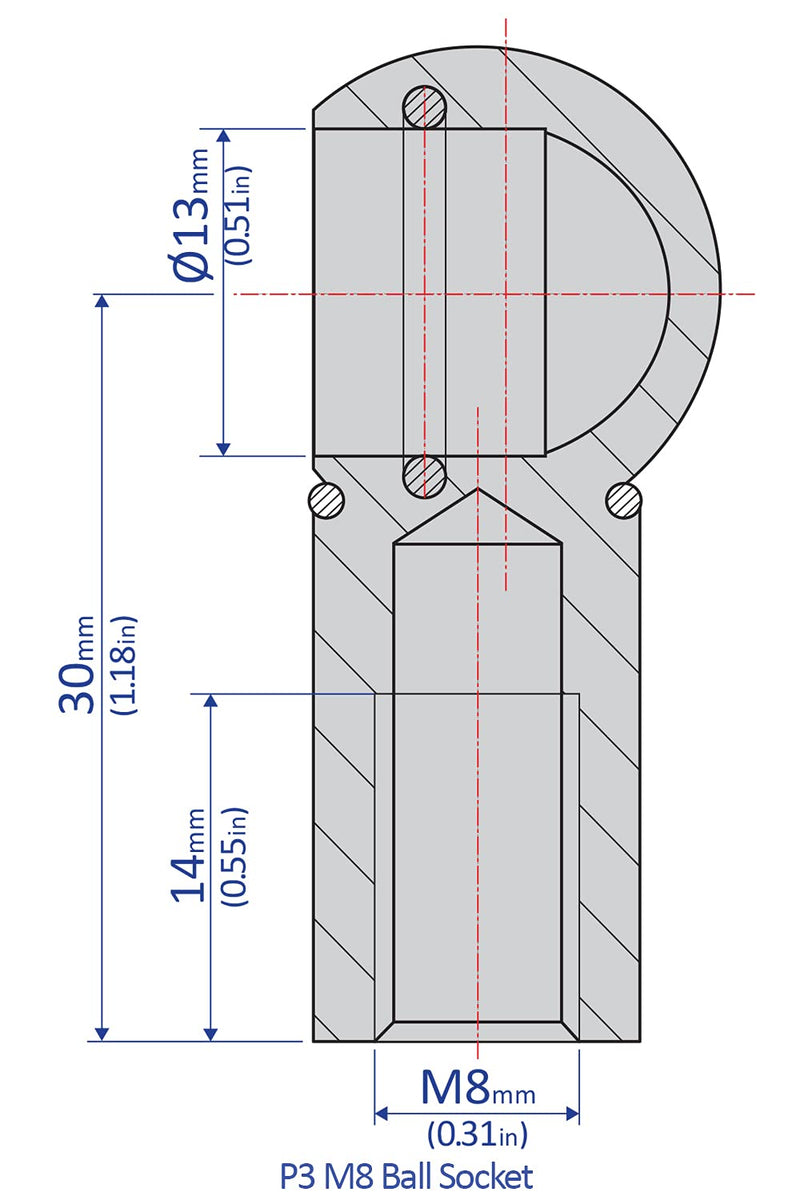 [Australia - AusPower] - Bansbach - 535 Easylift P3, M8 Zinc Plated Steel Ball Socket 