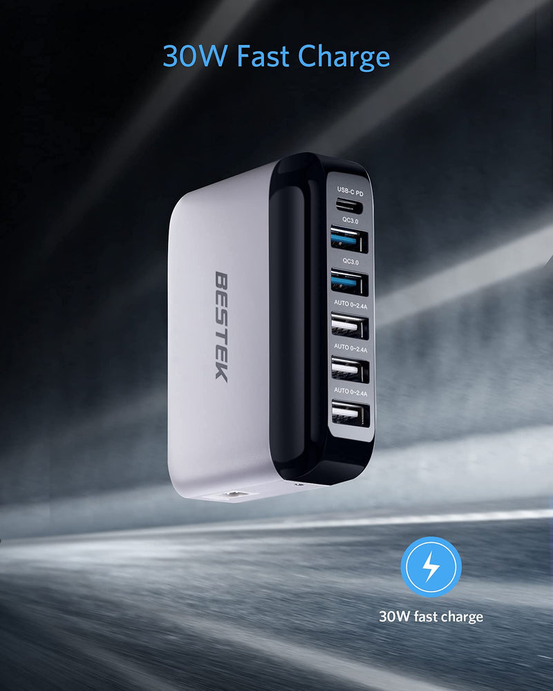 [Australia - AusPower] - Car USB Charger Fast Charge 86W 9A Quick Charge 3.0 & USB-C PD Car Charger Adapter with Smart Identification for Cell Phones, Tablets and Other USB Devices 