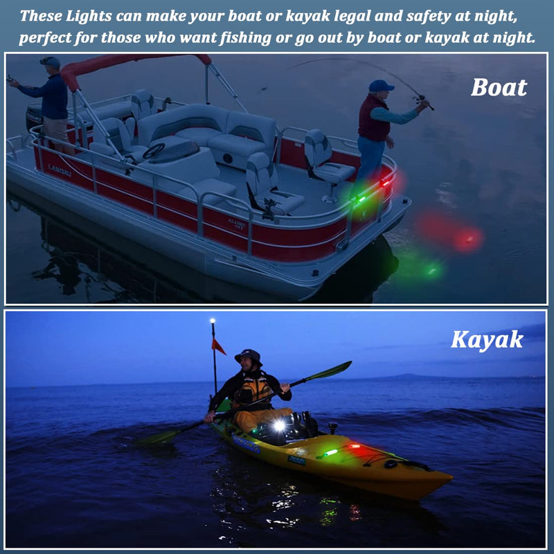 [Australia - AusPower] - Botepon Kayak Battery Operated Navigation Lights, Boat Bow Lights And Stern Lights, Waterproof Kayak Lights For Night Kayaking, Night Fishing Lights For Pontoon Boat, Bass Boat, Dinghy 
