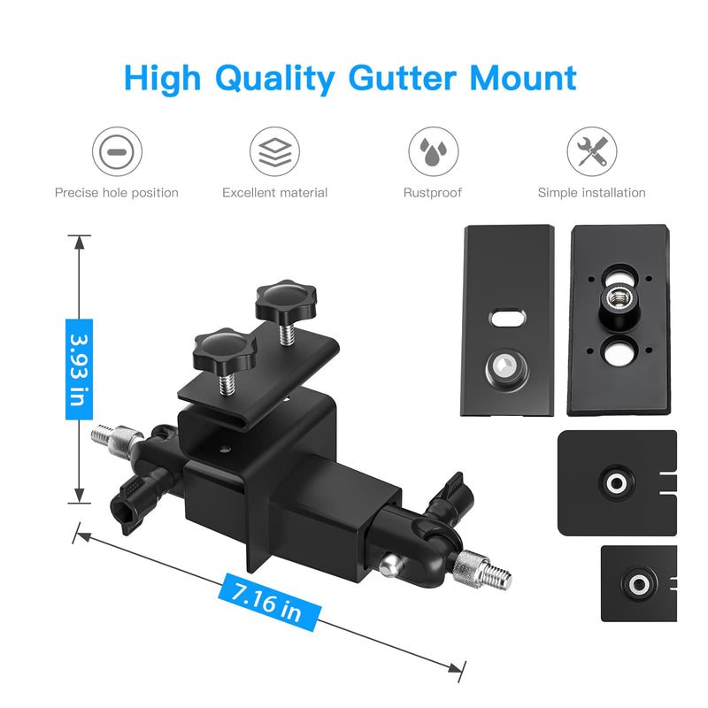 [Australia - AusPower] - HOLACA 2-in-1 Weatherproof Gutter Mount for Ring Solar Panel, Spotlight Cam Pro Battery and Stick Up Cam Plus Battery Outdoor Mount Accessories for Ring Solar Panel (Black) Pro/Plus Black 