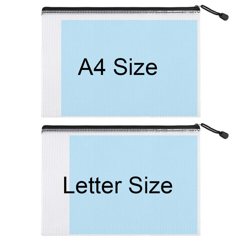 [Australia - AusPower] - EOOUT 24pcs Mesh Zipper Pouch, Storage Bags for Board Game, Plastic Puzzle Bag for Organizing, Letter Size, A4 Size, Black, for School Office Supplies 