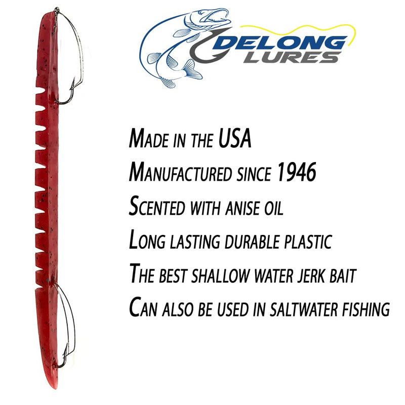 [Australia - AusPower] - Delong Lures - 6" Bass Witch Weedless Worm Baits, Anise Scented Animated Lures for Freshwater & Saltwater, Soft Worm Baits with Weedless Hooks for Largemouth Bass, Northern Pike, Smallmouth Bass, and Other Sport Fish 