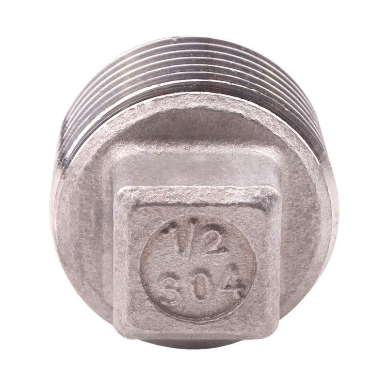 [Australia - AusPower] - DERPIPE Stainless Steel 304 Cast Pipe Fitting, Square Head Cored Plug, Class 150, 1/2'' NPT Male 1/2" (pack of 1) 