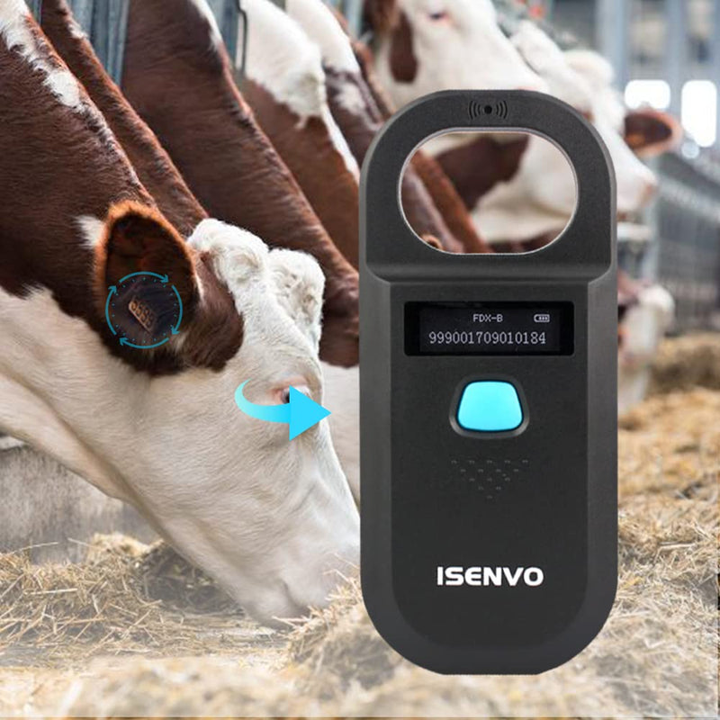 [Australia - AusPower] - ISENVO Pet Microchip Scanner Rechargeable RFID EMID Micro Chip Reader Scanner 134.2kHz 125kHz 15 Digits Pet Chip ID Scanner for Animal/Pets/Pigs/Dogs/Cats (190A) 
