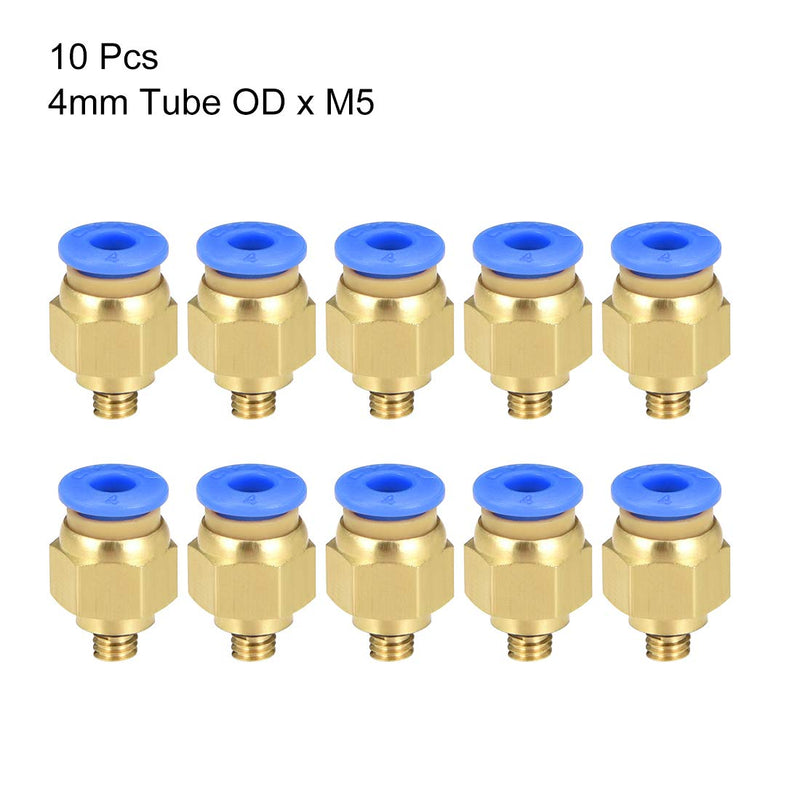 [Australia - AusPower] - uxcell Straight Pneumatic Push to Quick Connect Fittings M5 Male x 4mm Tube OD 10pcs 