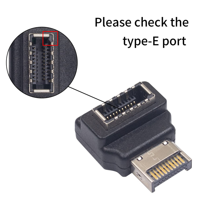 [Australia - AusPower] - Duttek USB Type E 90 Front Panel Adapter, 90 Degree USB Type E Adapter, USB 3.1 Type E Male to Female Front Panel Internal Connector Adapter, High Speed 10Gbps. 